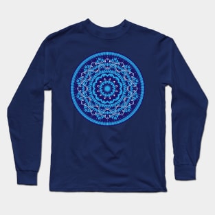 Flower Mandala Blue Long Sleeve T-Shirt